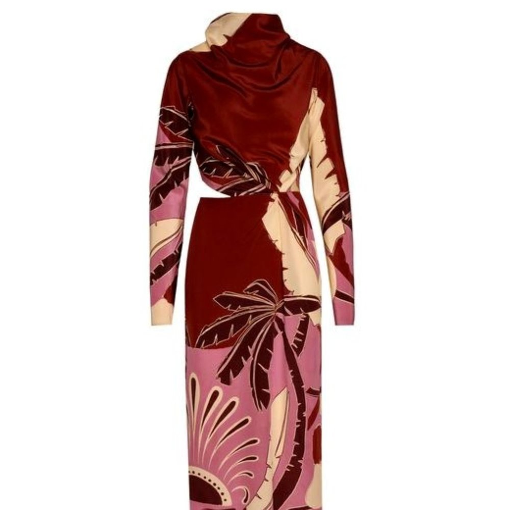Johanna Ortiz Strangers Together Silk Midi Dress Sz 4/6